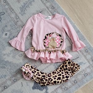 Marie Nicole Girls Turkey Thanksgiving Ruffle Outfit SzXS (18-24m)